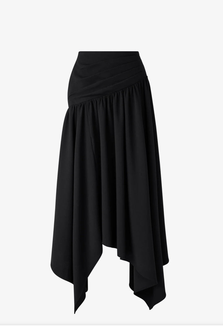 asymmetric ruched evening dress with draped neckline – VEIL
