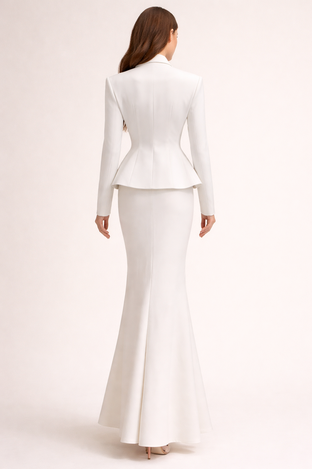 fitted blazer with floral waist detail and midi skirt set – PEARL