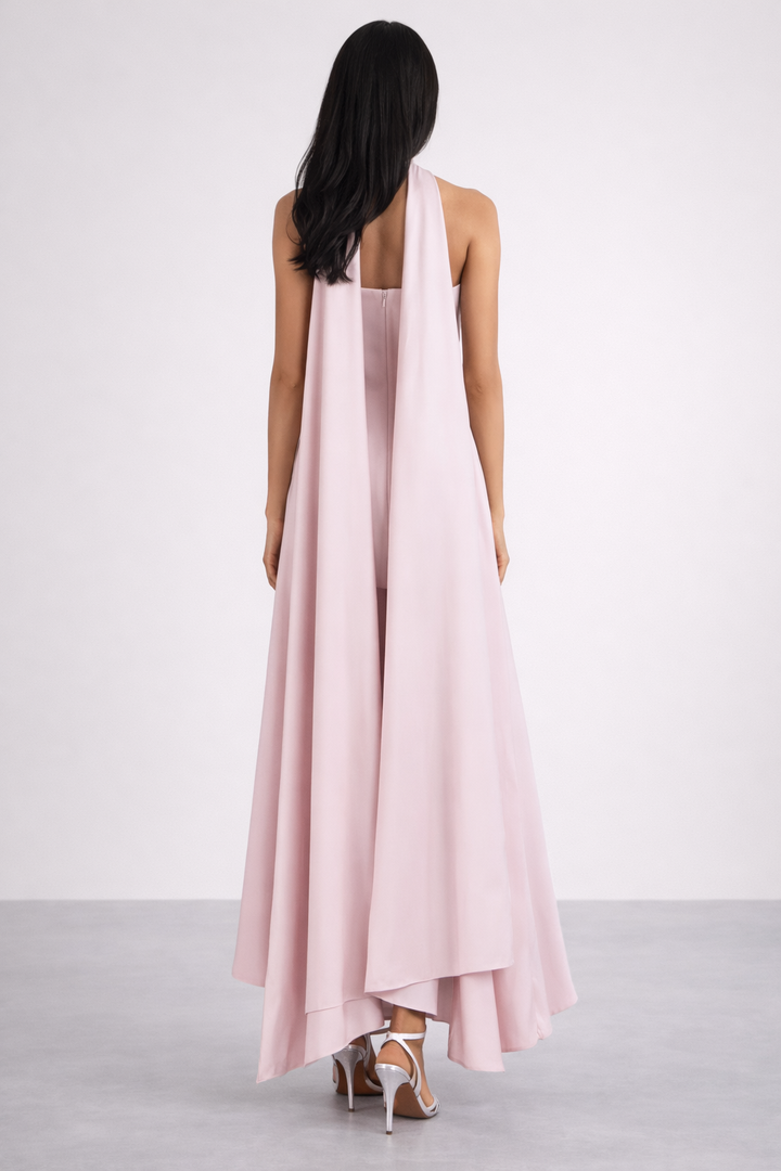 halter neck column maxi dress with open back – AURELIA