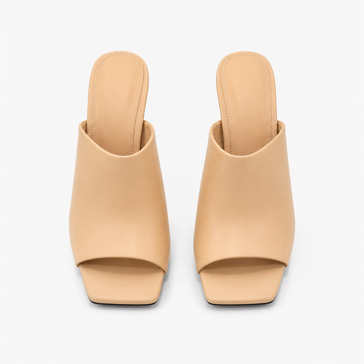 Gold Sculptural Heel Mule Sandals – NUDE