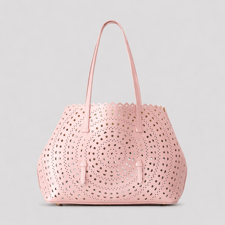 Elegant White Laser Cut Tote Bag-SIMAN
