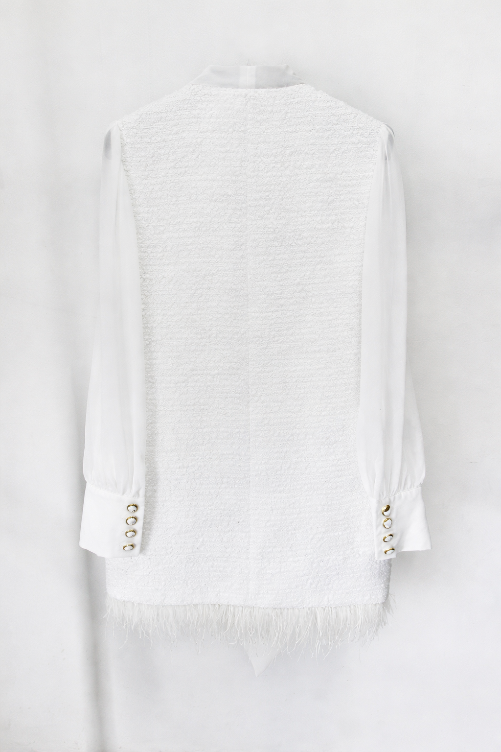 textured sleeveless vest with bow-tie blouse – GRACE