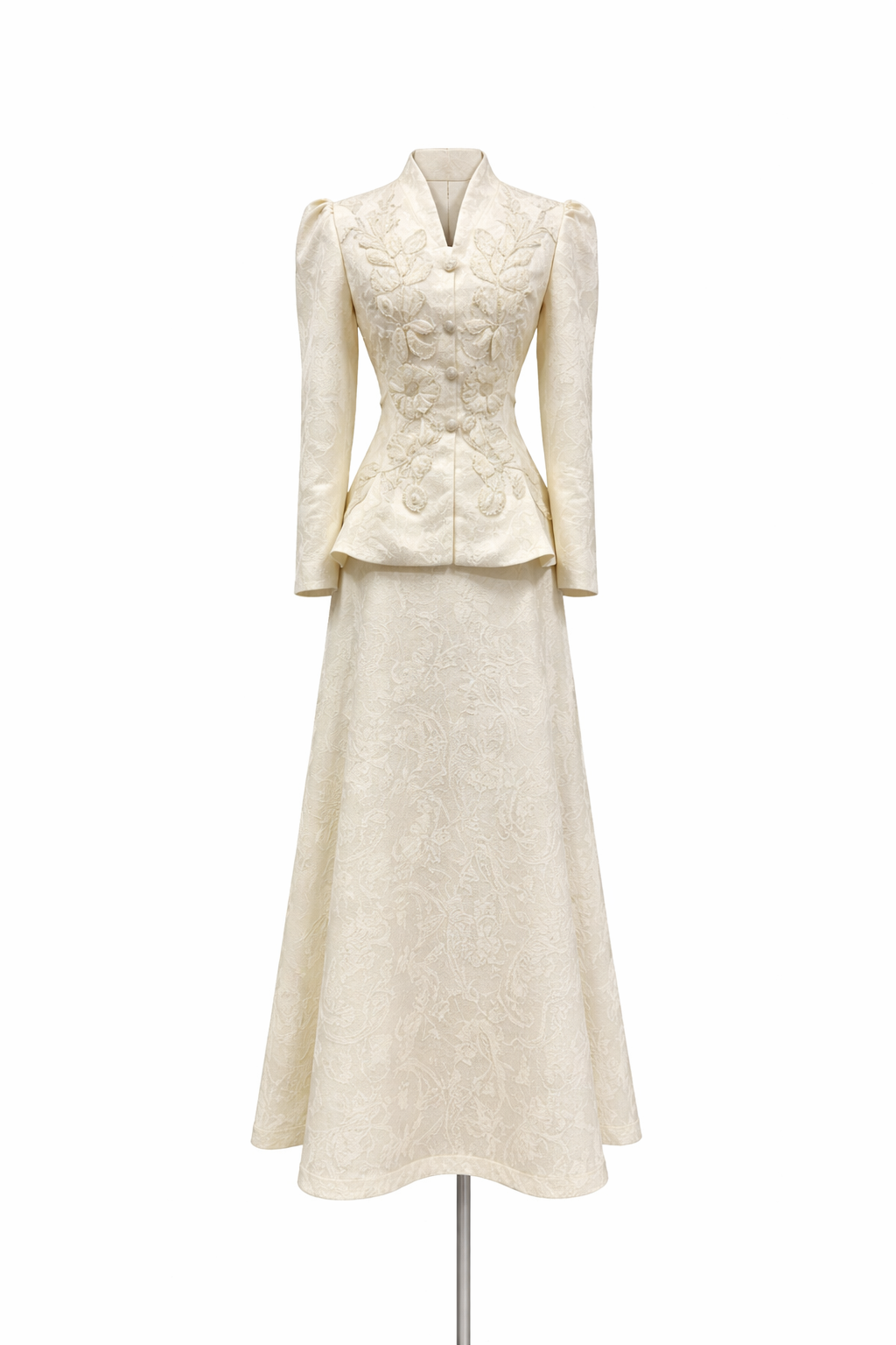 long sleeve embroidered peplum jacket dress set – AURELIA