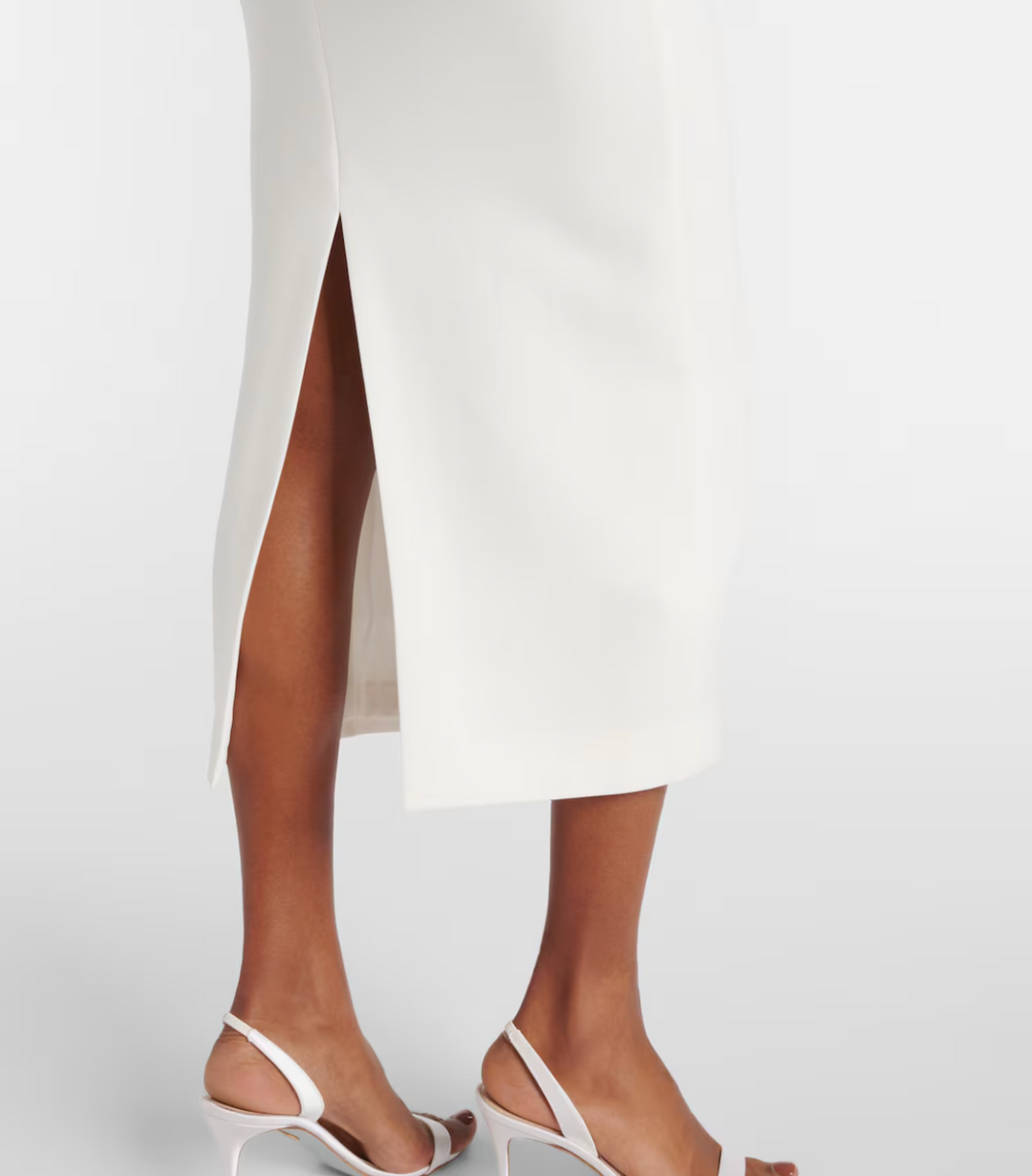 high-neck midi column dress with short sleeves – ELARA