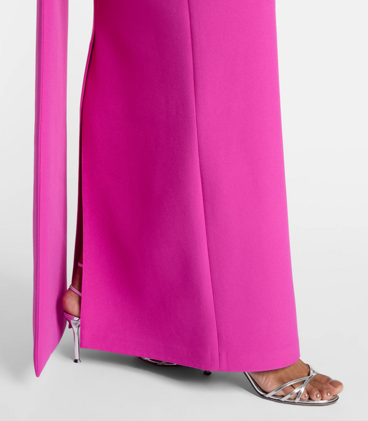 column gown with embellished cape neckline – FUCHSIA