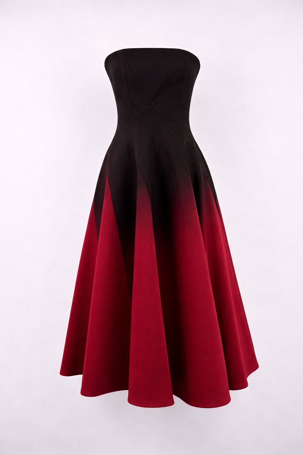 strapless ombre flare dress with structured bodice – RUBY