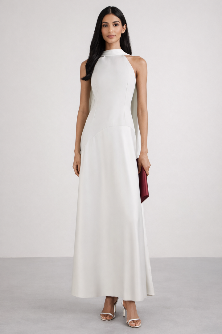 halter neck column maxi dress with open back – AURELIA
