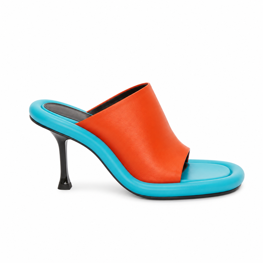 Colorblock Sculpted Heel Mule Sandals – CANDY
