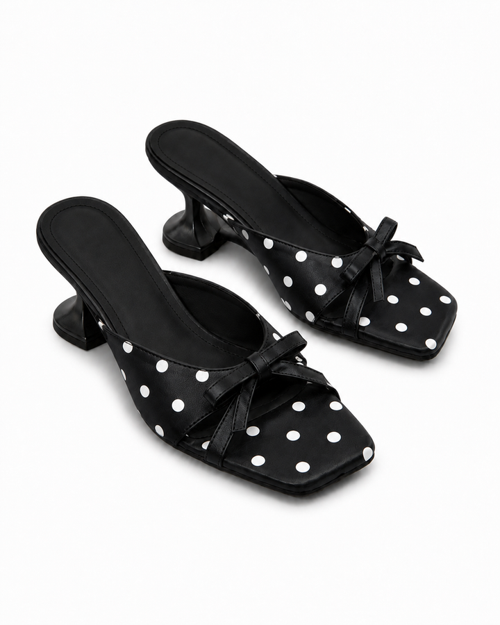 Polka Dot Bow Slide Sandals - Women