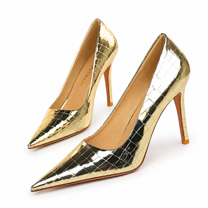 Metallic Croc Texture Stiletto Heels – ORLÉA