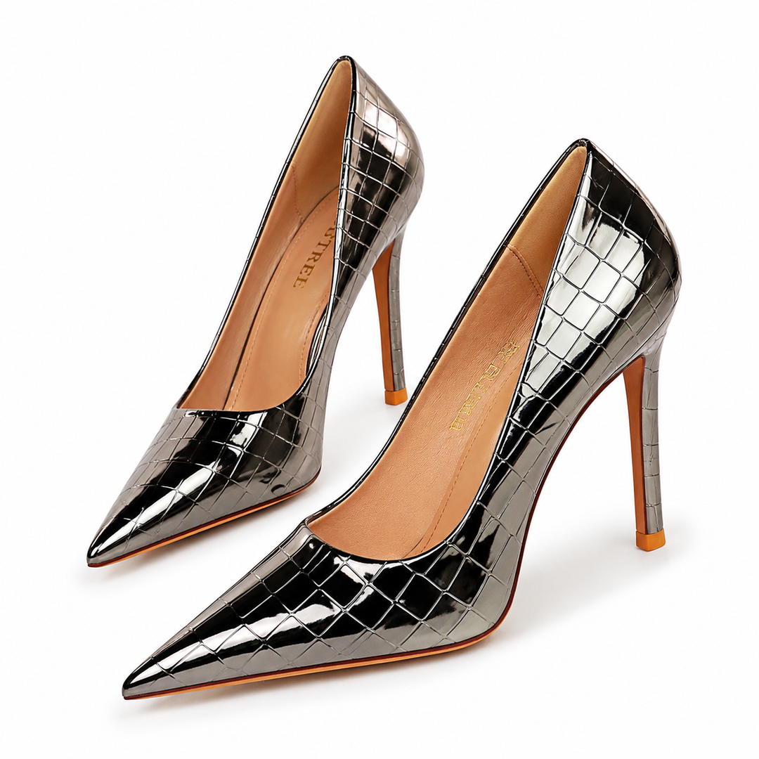 Metallic Croc Texture Stiletto Heels – ORLÉA