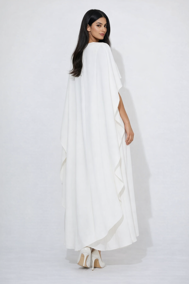 cape sleeve A-line dress with flowing silhouette – IVORYS