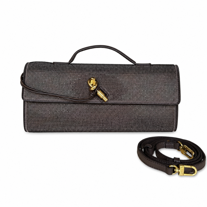Crystal Embellished Evening Clutch Bag – MOCHA