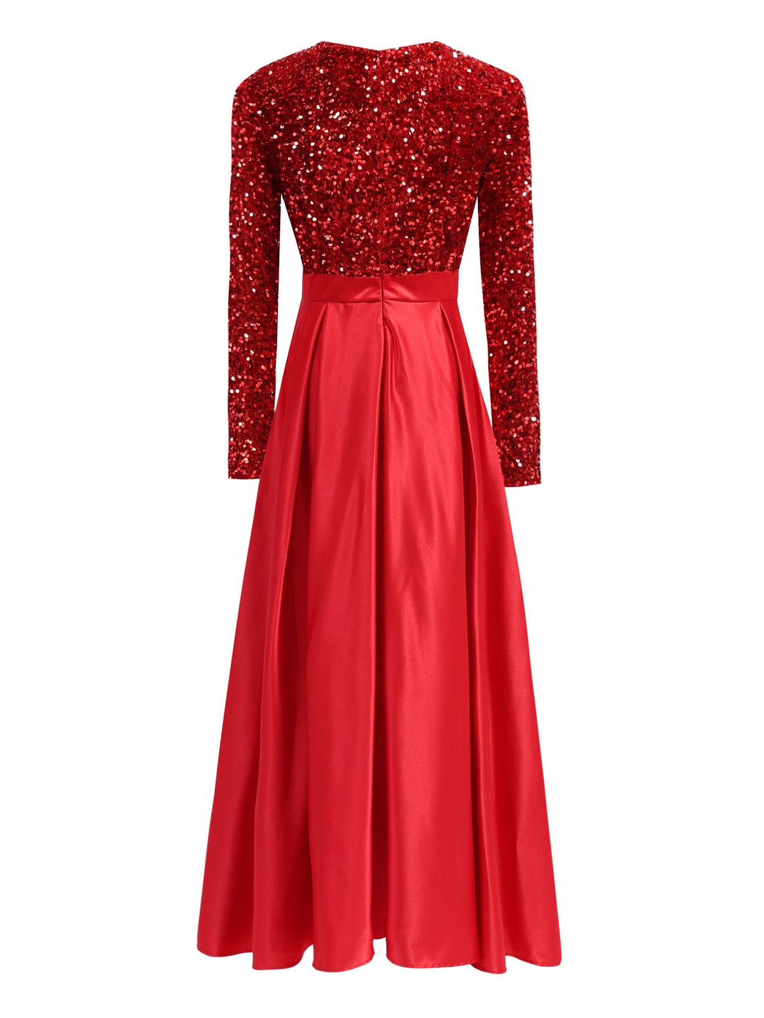 long-sleeve sequin bodice satin maxi dress – SILVÉRA