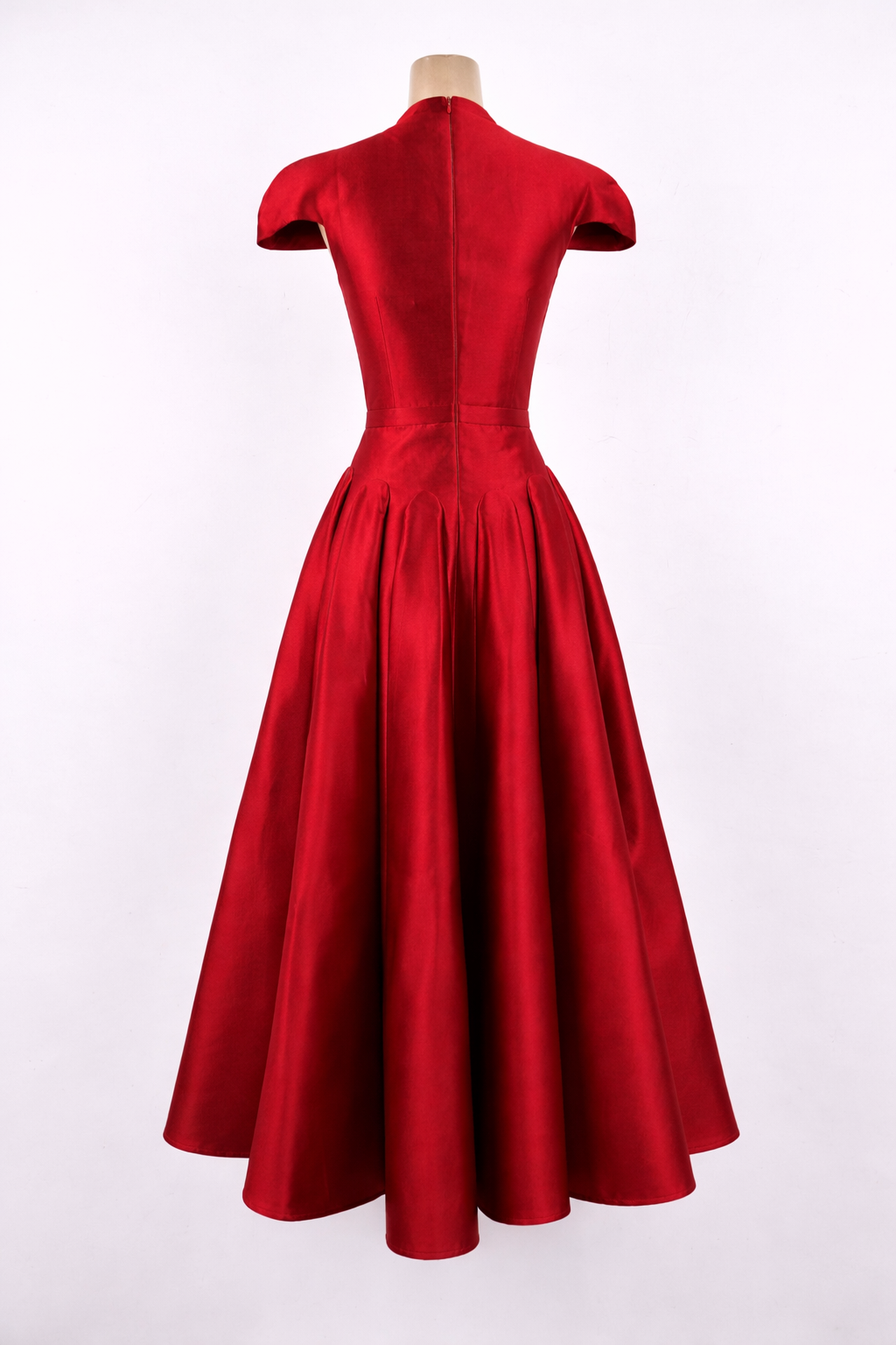 cap sleeve structured midi dress with pleated skirt – RUBY