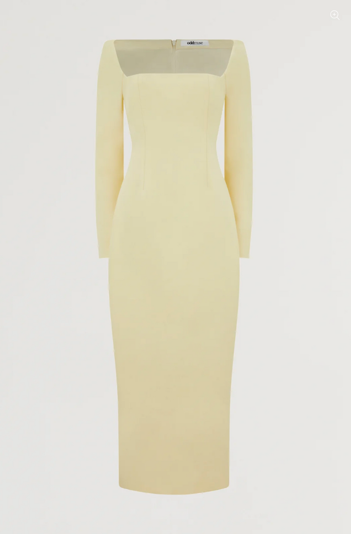 long sleeve column maxi dress with square neckline – LUMINA