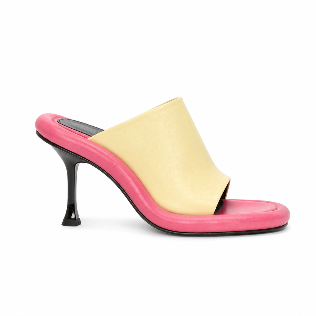Colorblock Sculpted Heel Mule Sandals – CANDY