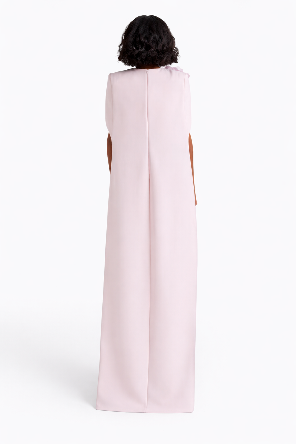 floral-appliqué cape column gown – ROSABELLA