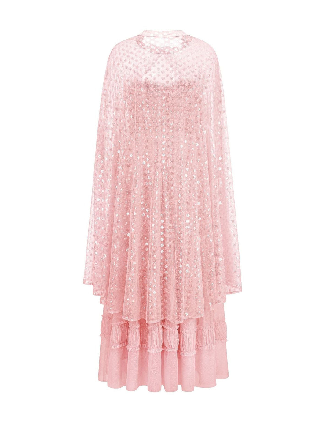 layered tulle maxi dress with sheer cape overlay – AZURE