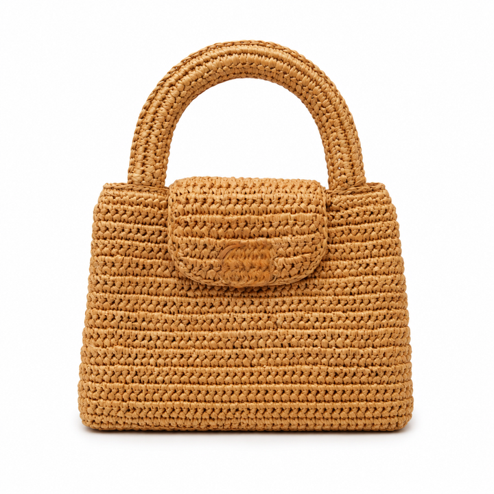 Woven Straw Mini Top Handle Bag – SAND