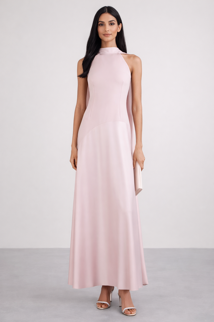 halter neck column maxi dress with open back – AURELIA