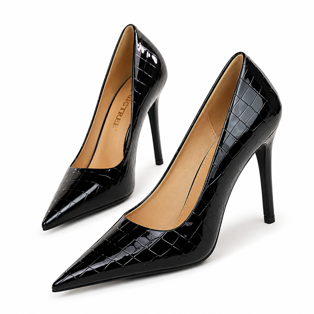 Metallic Croc Texture Stiletto Heels – ORLÉA