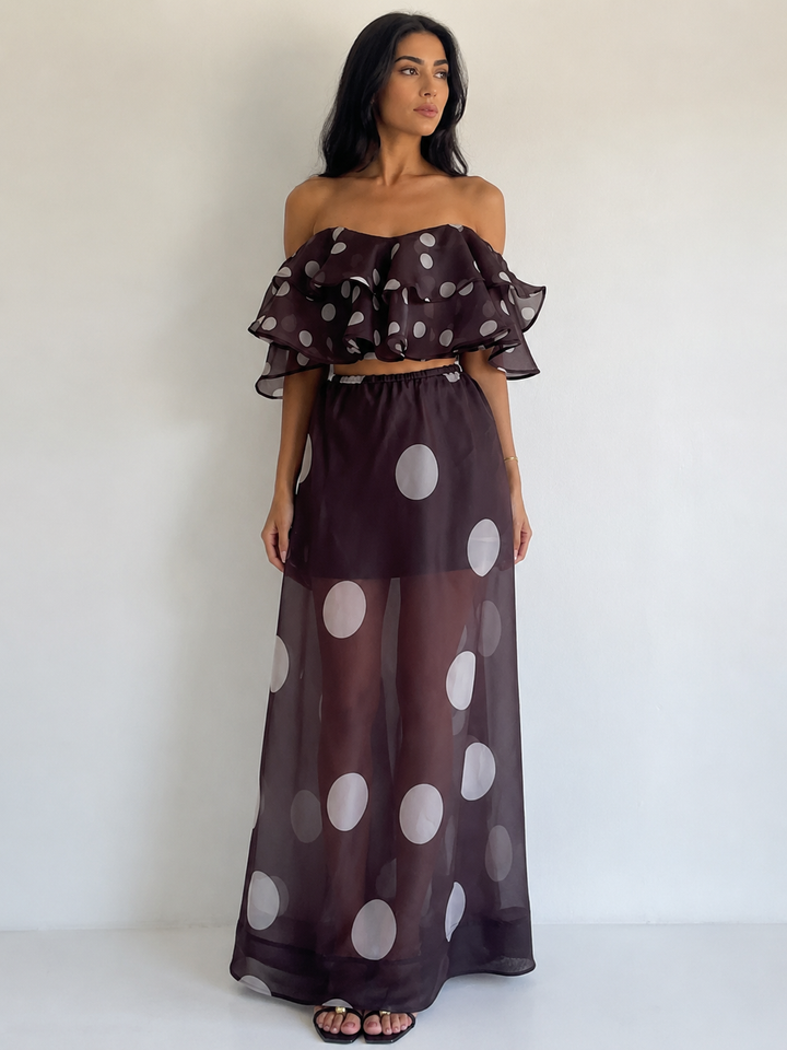 Polka Dot Ruffle Two-Piece Set - Chic