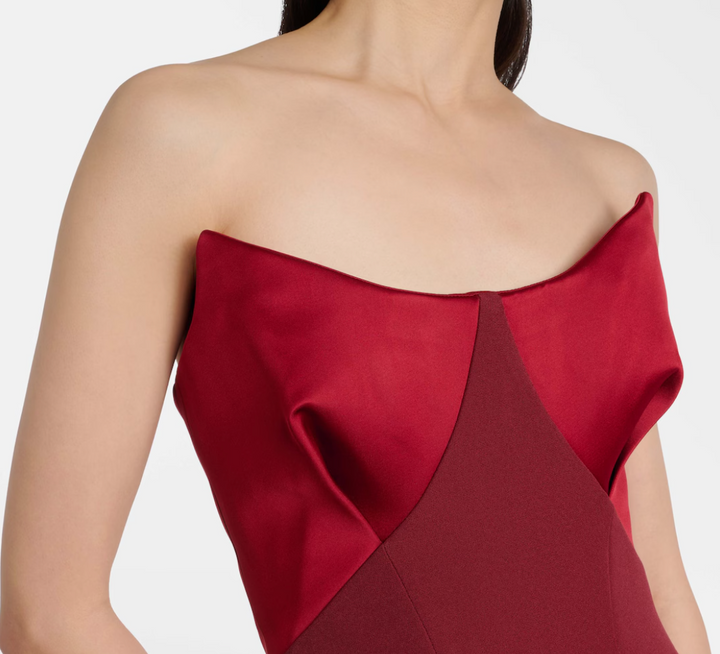 strapless column dress with sculpted satin bust – RUBELLA