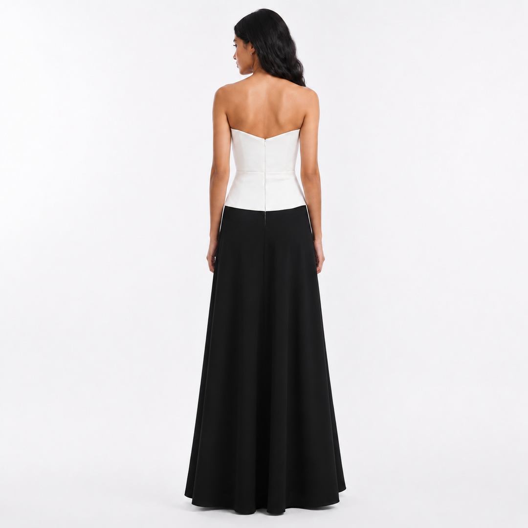 Monochrome Bow Evening Gown - Elegance