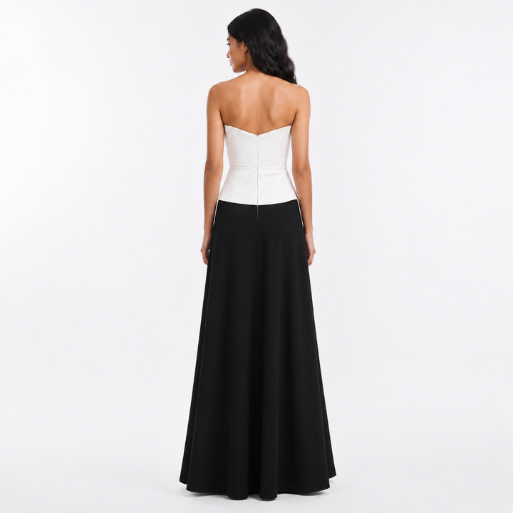 Monochrome Bow Evening Gown - Elegance