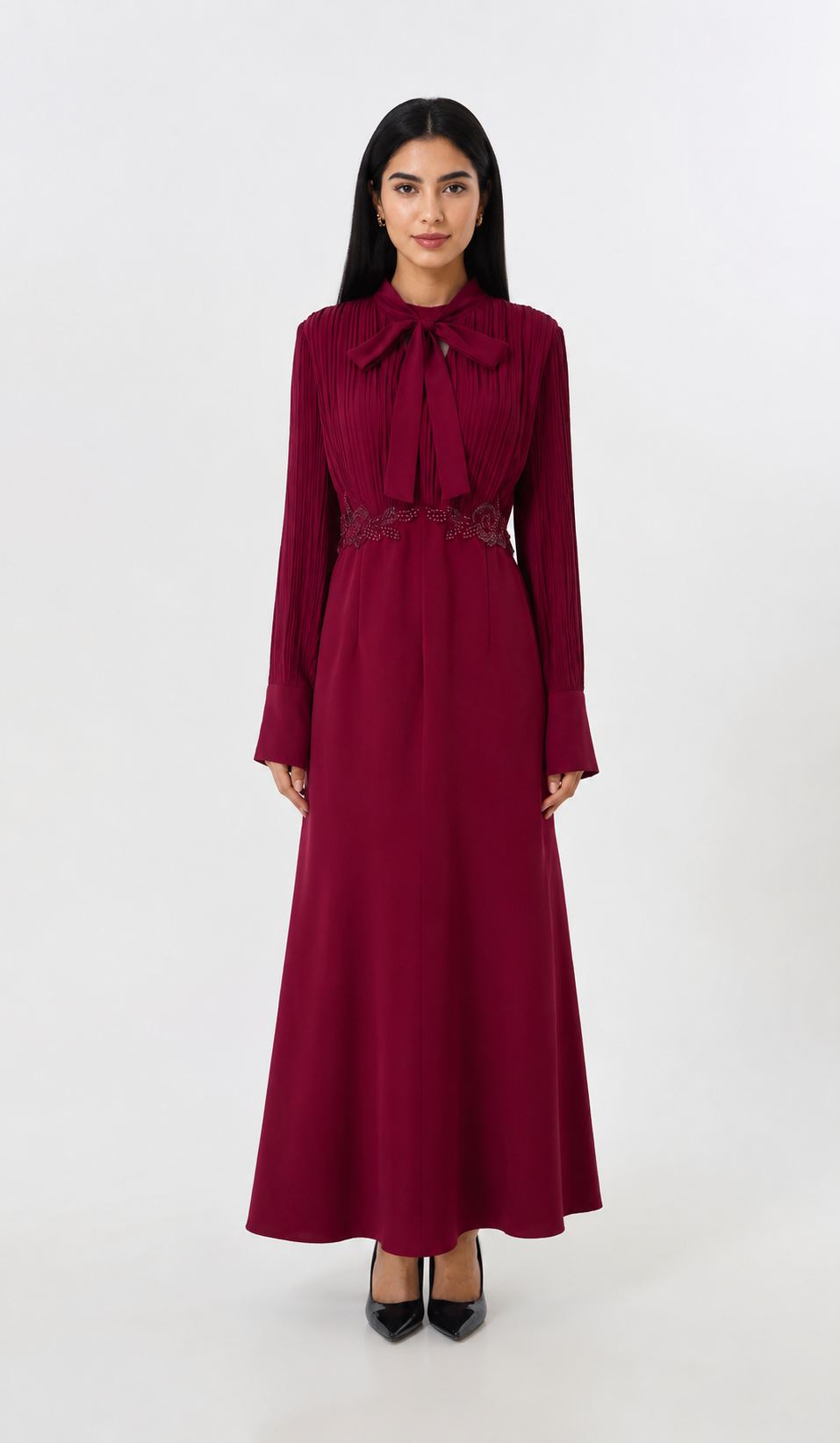 Pearl Waist Bow Maxi Dress - Timeless