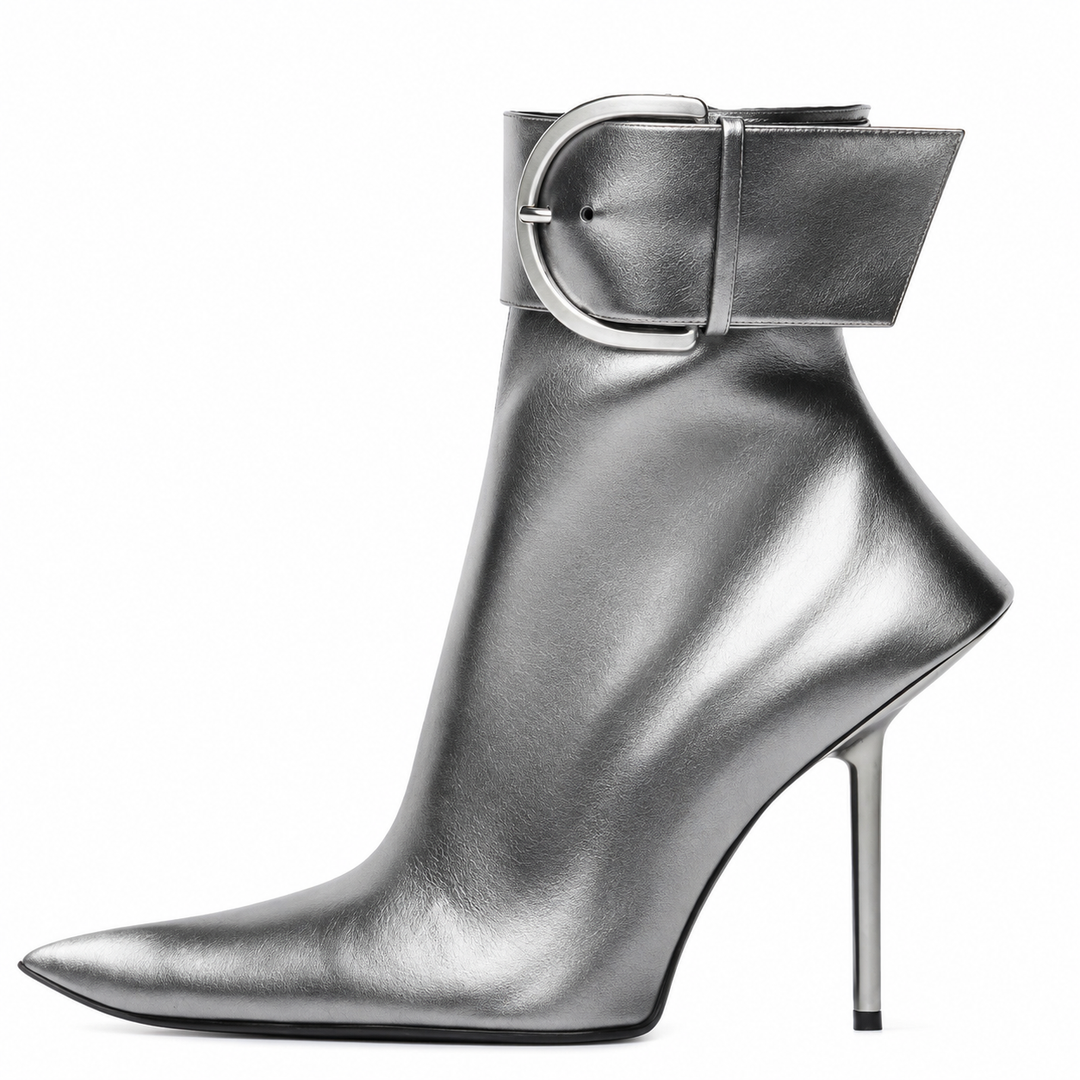 Pointed Toe Buckle Ankle Boots – SIGNATURE