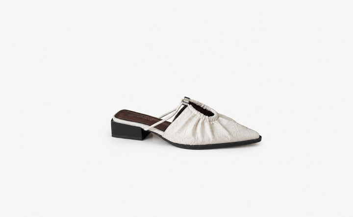 pointed-toe mules with ruched detail and double straps – AURORANDA