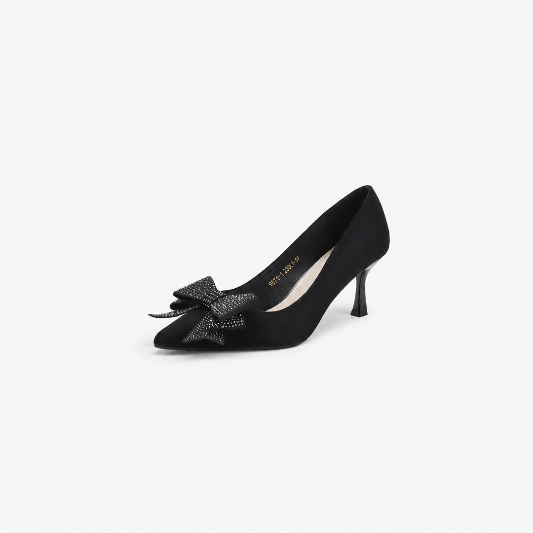 pointed toe pumps with crystal bow detail – BOW