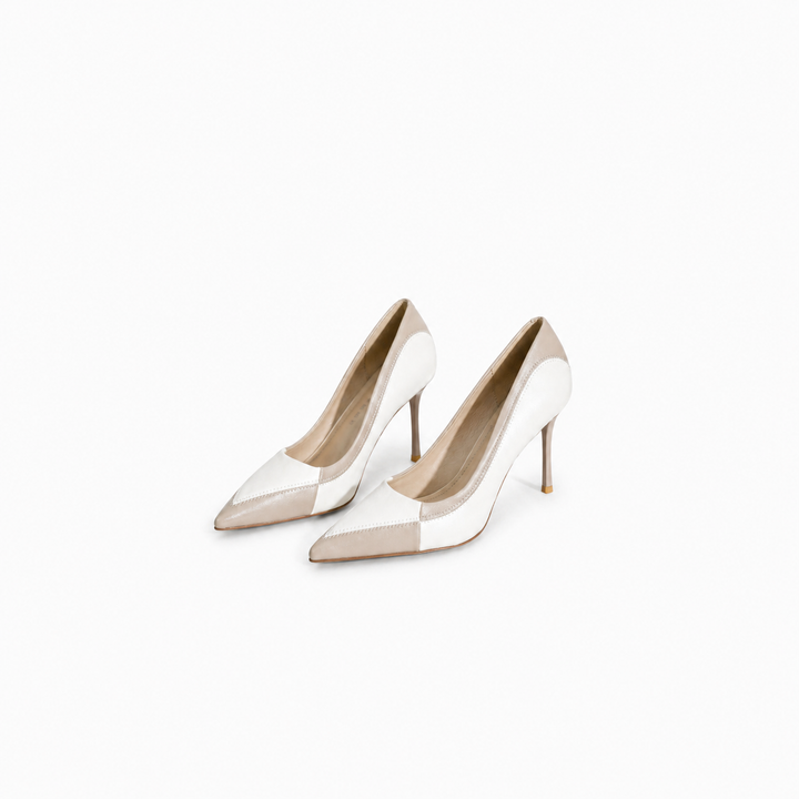 Chic Black & White Pointed-Toe Stiletto Heels-DESERT