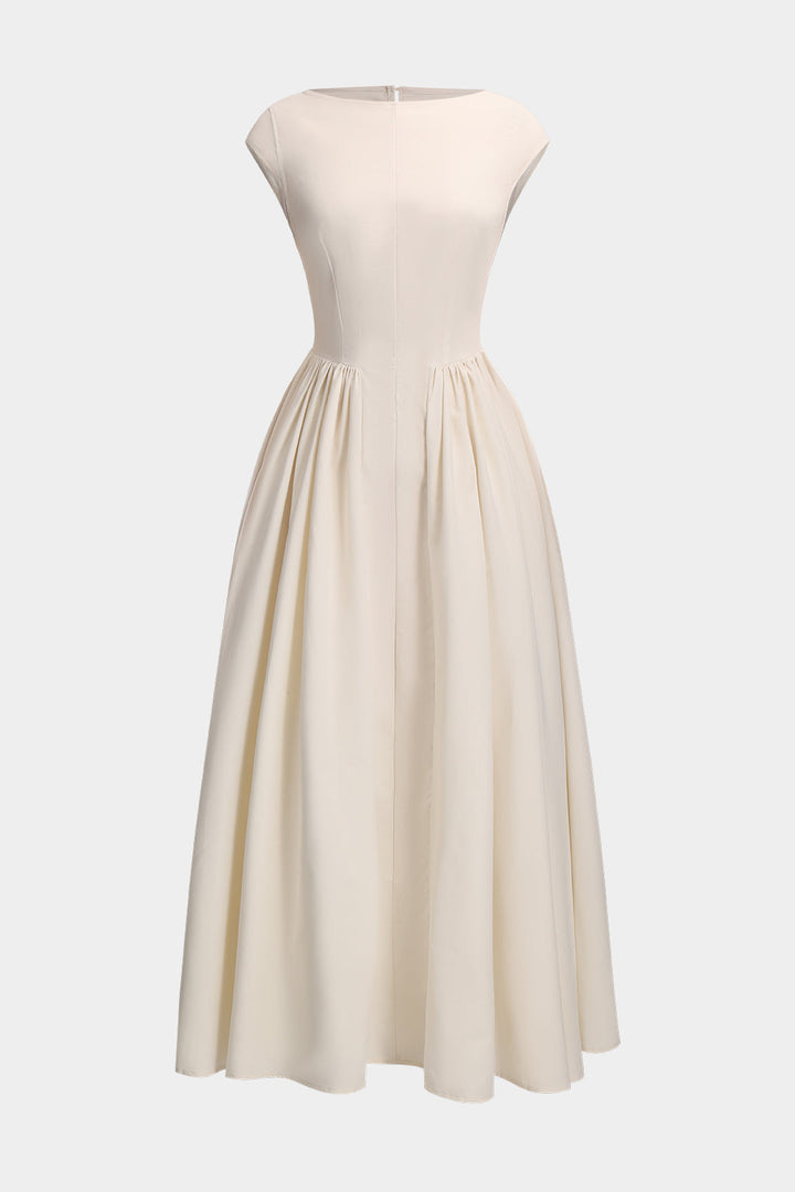 Pleated Backless Sleeveless Midi Dress