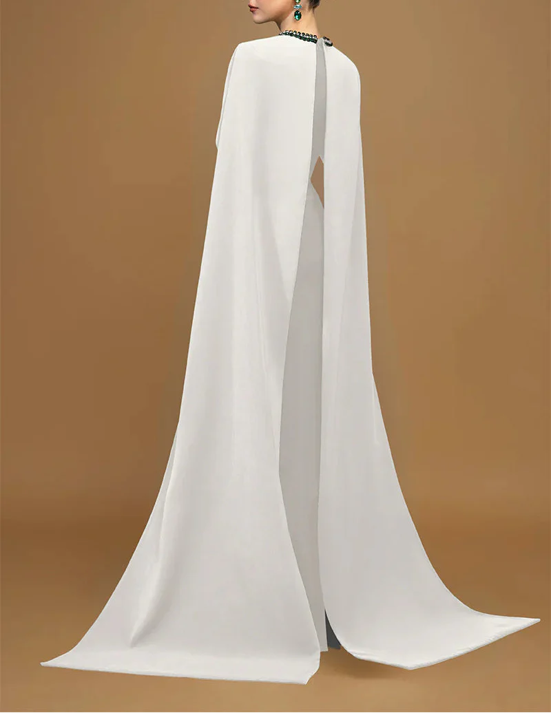 embellished cape gown with emerald accents – ESMERALDA