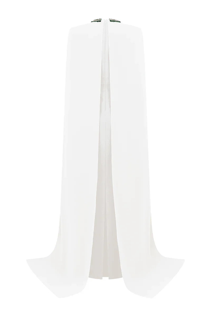 embellished cape gown with emerald accents – ESMERALDA