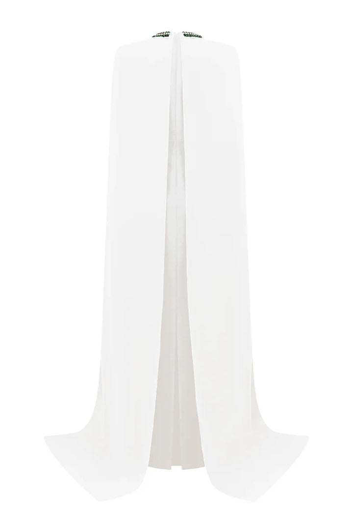 embellished cape gown with emerald accents – ESMERALDA