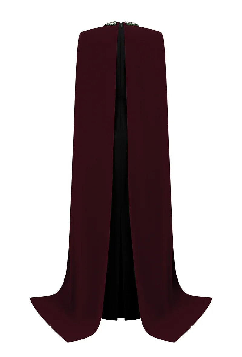 embellished cape gown with contrast drape – VICTORIA