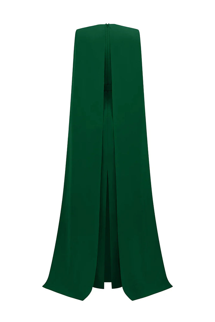 beaded cape gown with plunging neckline – SERAPHINA