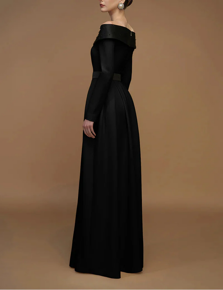 off-shoulder embellished gown with long sleeves – VESPERA-1