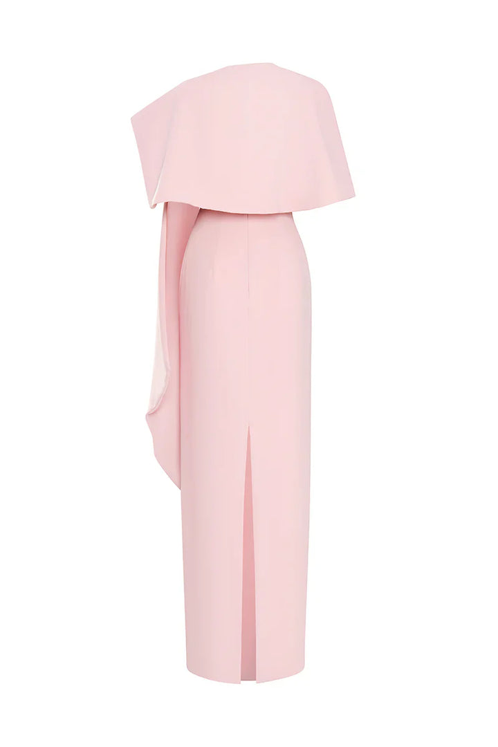 asymmetric cape gown with crystal brooch – ODD- CELINE