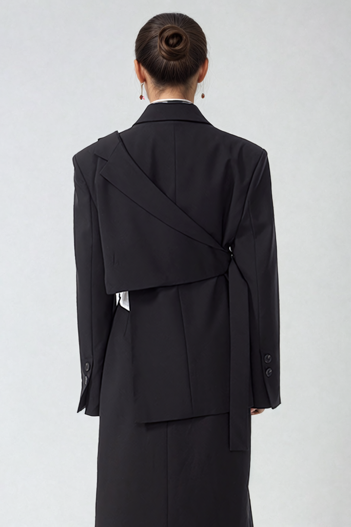 Ace Deconstruct Removable Asymmetric Blazer In Black