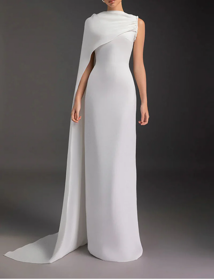 one-shoulder gown with draped cape – AURORA