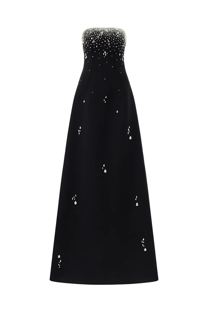 Strapless A-line Gown with Crystal Embellishments - LUMINA