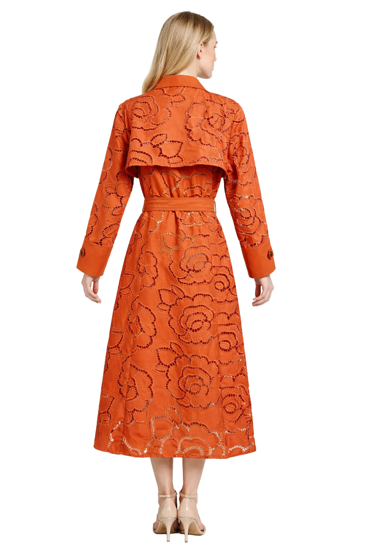 belted lace panel midi coat dress – CAMELIA