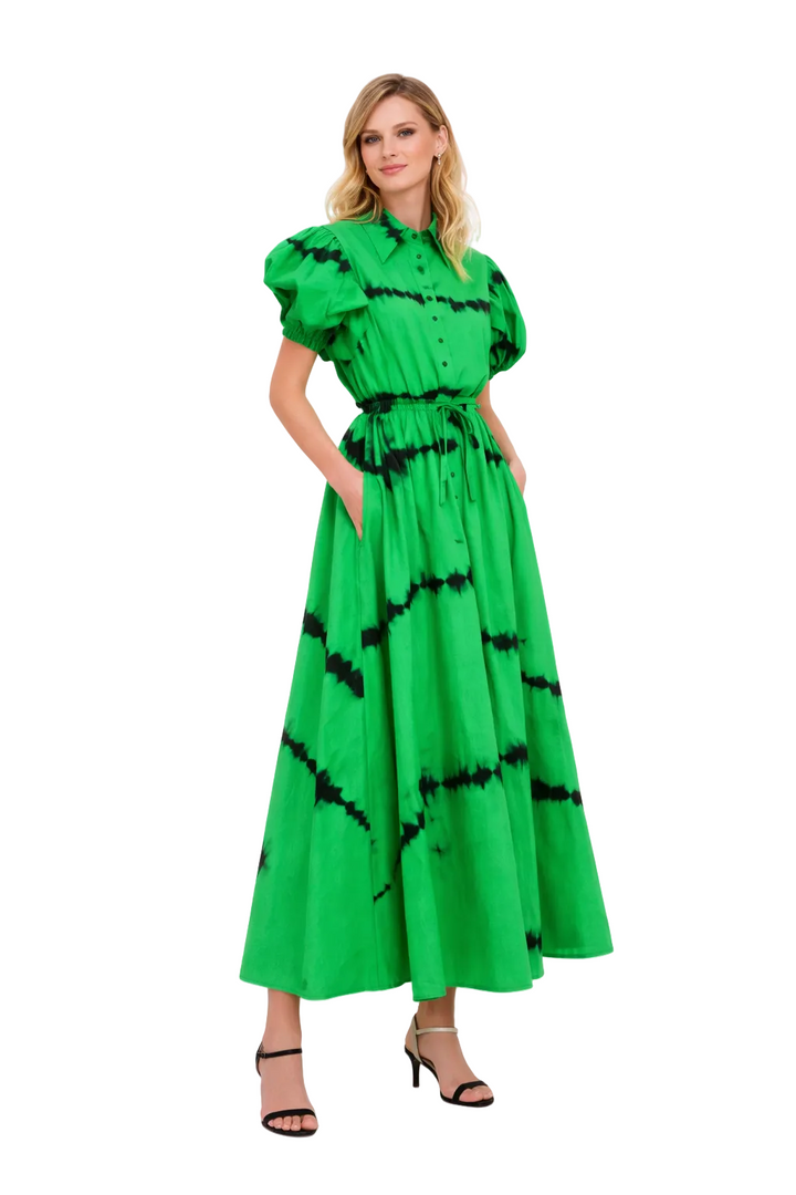 puff sleeve shirt maxi dress with drawstring waist – EMILYA