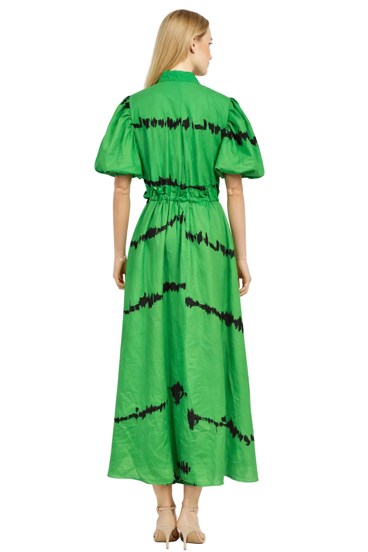 puff sleeve shirt maxi dress with drawstring waist – EMILYA