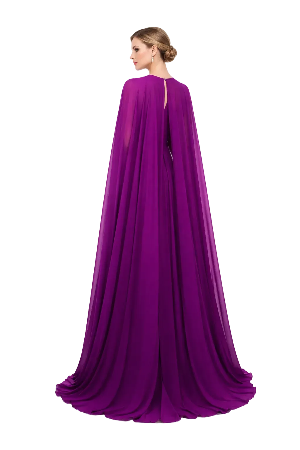 sweetheart pleated maxi dress with flowing cape – VIOLETTE